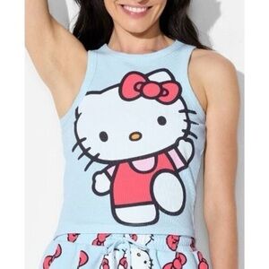 Hello Kitty Women's Pajama Set - Light Blue and Red